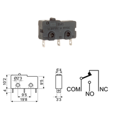 MICRORRUPTOR 5A SIN PALANCA FASTON LARGO